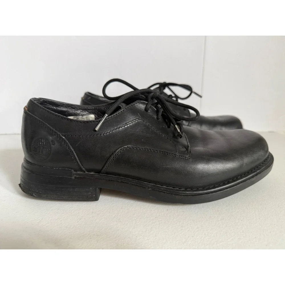 Timberland Mens Black Leather Waterproof Oxford Dress Shoes Lace Up Size 9.5